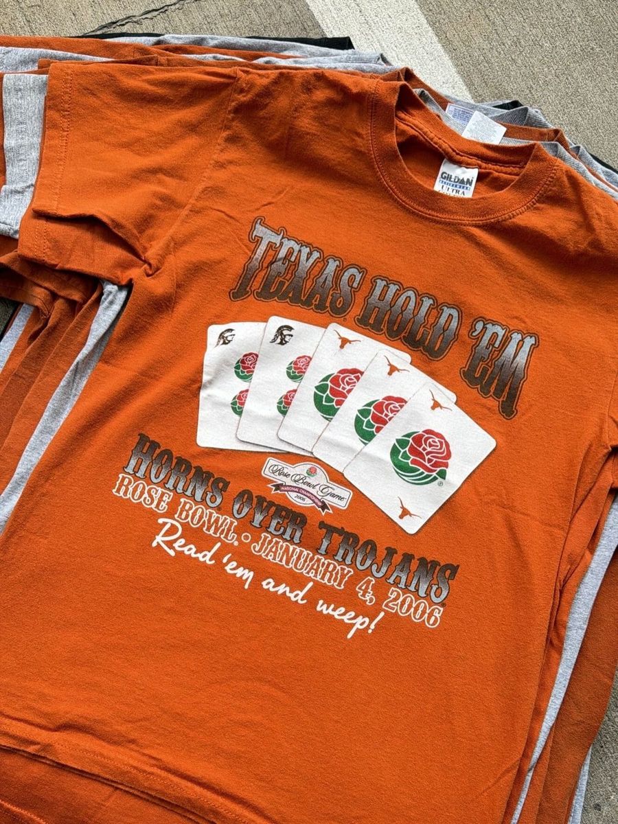 Burnt orange Texas Hold 'Em Rose Bowl tee
